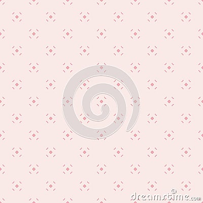 Cute vintage minimalist seamless pattern for girls in trendy pink color. Vector Illustration
