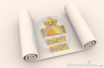 Cute vintage robot on paper roll Stock Photo