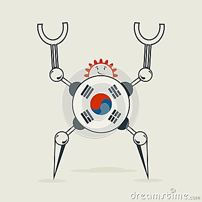 Cute vintage robot Vector Illustration