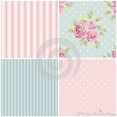 Cute vintage seamless shabby chic floral patterns for your decoration Vector Illustration