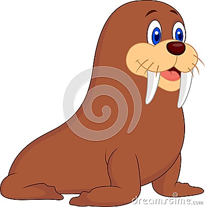 Cute walrus cartoon Vector Illustration