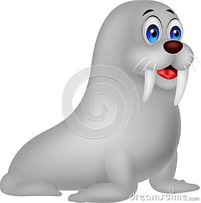 Cute walrus cartoon Vector Illustration