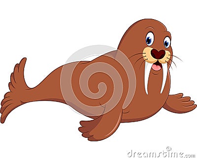 Cute walrus cartoon Vector Illustration