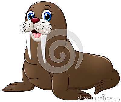 Cute walrus cartoon Vector Illustration