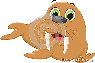 Cute walrus cartoon Vector Illustration