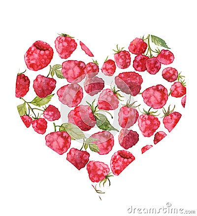 Cute watercolor floral hearts Stock Photo