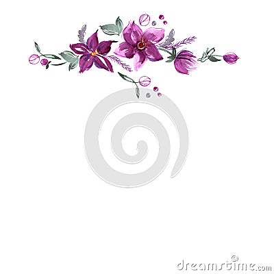 Cute watercolor flower frame. Stock Photo