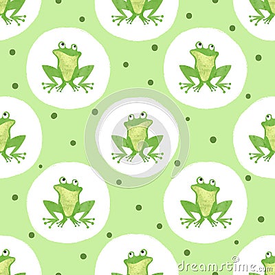 Cute watercolor frog pattern. Vector Illustration