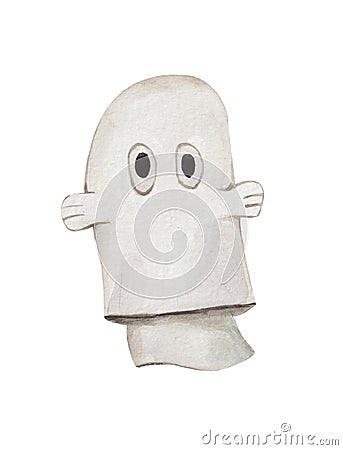 Cute watercolor halloween ghost. Stock Photo
