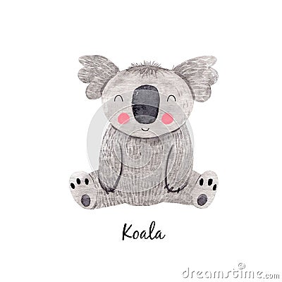 Cute watercolor australian baby koala bear illustration for children print Cartoon Illustration