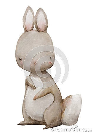 Cute watercolor hare Stock Photo