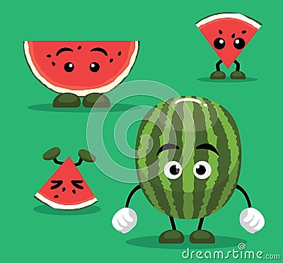 Cute Watermelon Cartoon Vector Illustration Vector Illustration
