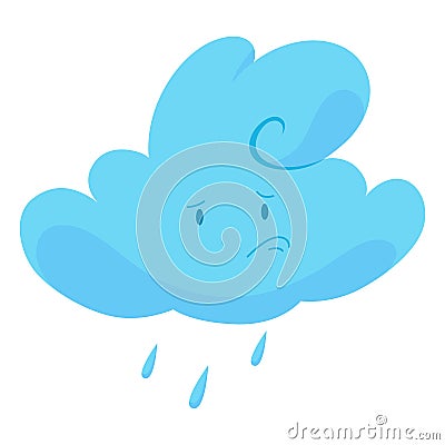 Cute weather icon. Emotional weather forecast. Cute cloud Vector Illustration