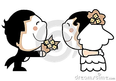 Cute wedding couple Vector Illustration