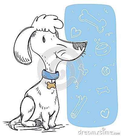Well Trained Poodle with some Funny Doodles, Vector Illustration Vector Illustration