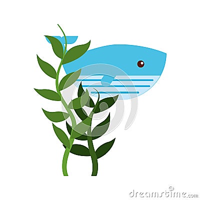 Cute whale isolated icon Vector Illustration