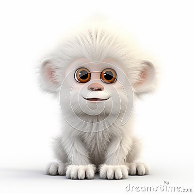 Cute White Monkey Baby - 3d Render With Fluffy Fur Stock Photo