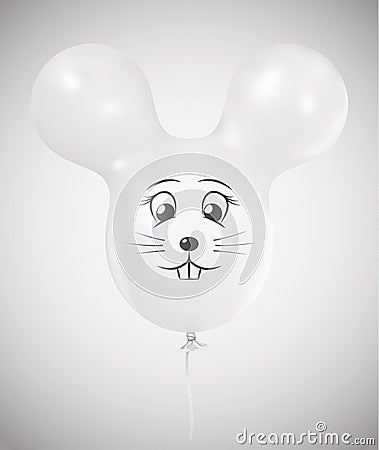 Cute white mouse inflatable balloon Vector Illustration