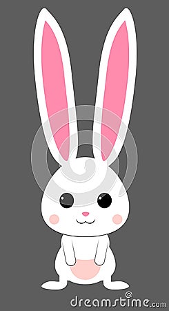 Cute white rabbit with pink snout. isolated vector Vector Illustration