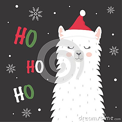 Cute winter llama Vector Illustration