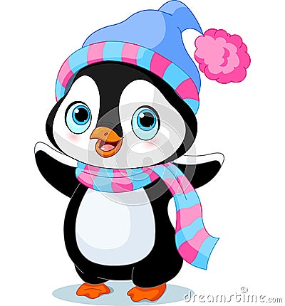 Cute winter penguin Stock Photo