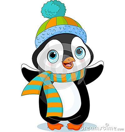 Cute winter penguin Vector Illustration