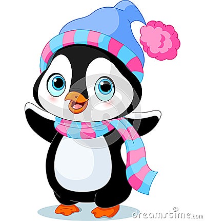 Cute winter penguin Vector Illustration