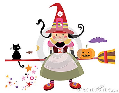 Cute Witch Vector Illustration