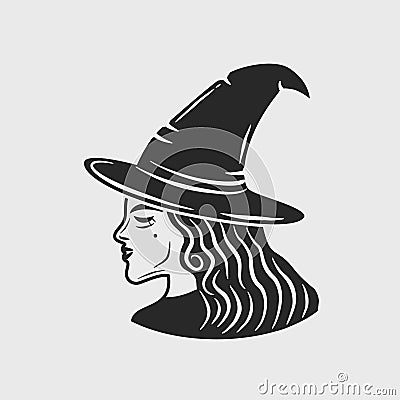 Cute Witch icon. Witch icon isolated on white background. Vector Illustration