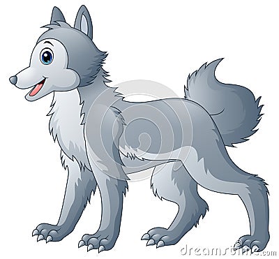 Cute wolf cartoon Vector Illustration