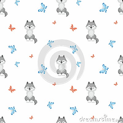 Cute wolf pattern Vector Illustration