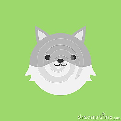 Cute wolf round vector icon Vector Illustration