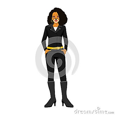 Cute Woman cheetah mascot- cartoon animal Vector Illustration