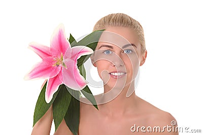 Cute woman with flower Stock Photo