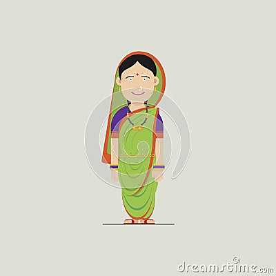 A cute woman in Indian traditional attire. Vector Illustration