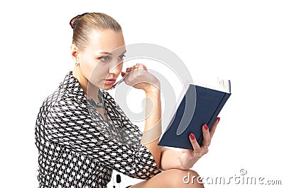 Cute woman planning her schedule Stock Photo