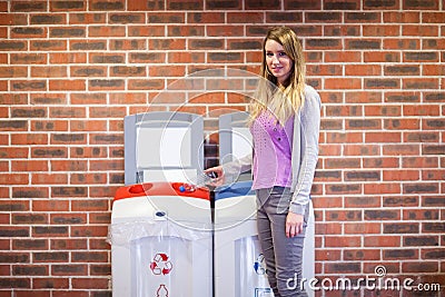 Cute woman recycling Stock Photo