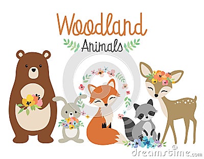 Woodland Forest Animals Vector Illustration Vector Illustration