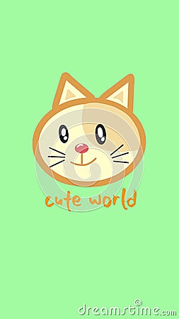 Cute world yellow cat wallpaper Stock Photo