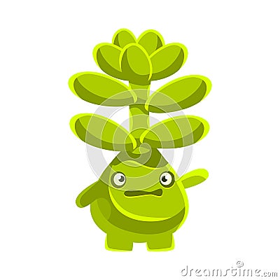 Cute worried succulent emoji. Cartoon emotions character vector Illustration Vector Illustration