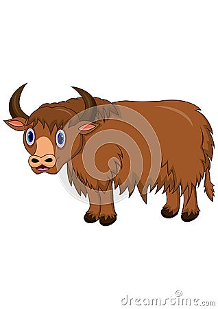 Cute yak cartoon Vector Illustration