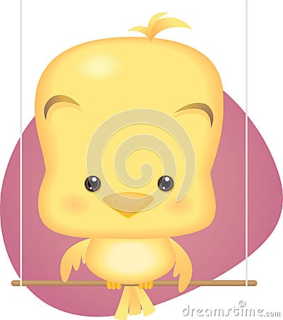 Cute Yellow Baby Bird Vector Illustration