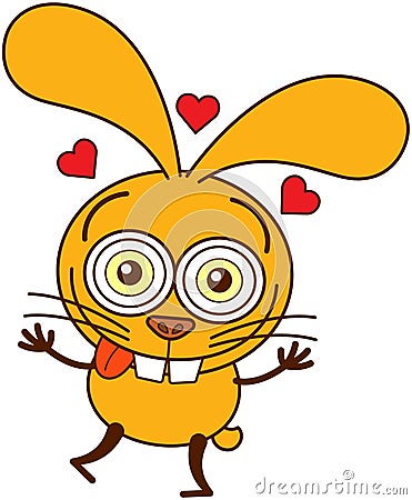 Cute yellow bunny feeling madly in love Vector Illustration