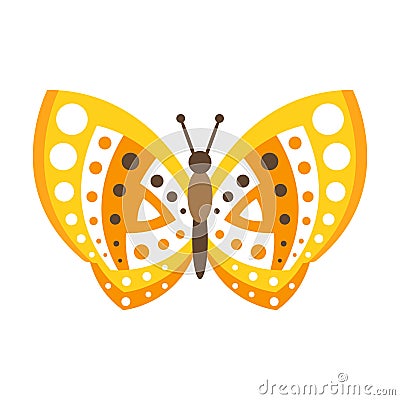 Cute yellow butterfly with open wings colorful cartoon vector Illustration Vector Illustration