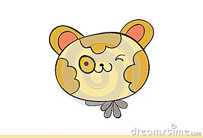 Cute yellow Cat Emoji Winking. Cartoon Illustration