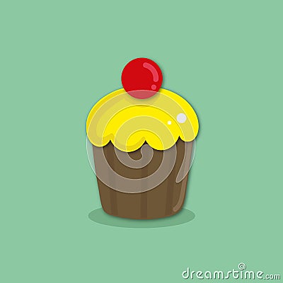 Cute yellow cupcake Stock Photo