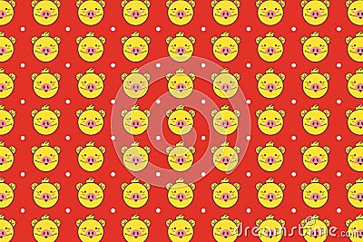 Cute yellow piggy background Vector Illustration