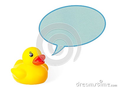 Cute yellow rubber duck talking Stock Photo