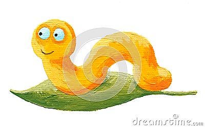 Cute yellow worm Cartoon Illustration