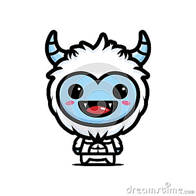 A cute yeti animal cartoon character who has a muscular build Vector Illustration